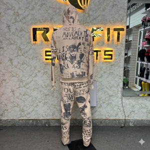 Ensemble de survêtement à capuche pour homme REXFIT SPORTS, vert, avec impression de lettres, sweat-shirt à fermeture éclair intégrale et pantalon, streetwear, tenue d'automne. - Product Image 6