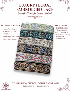 Bordure en dentelle brodée florale pour robe de mariée, bordure en maille à fleurs 3D, tissu en dentelle guipure de qualité supérieure en gros pour la couture - Product Image 6