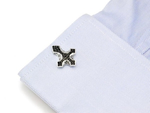 Pins Personalizados con Cruz de los Caballeros Templarios, Cristal Negro, Metal Plateado, Accesorios al por Mayor, Regalia Masónica - Product Image 3