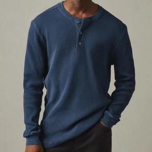 T-shirt en coton gaufré à marque privée, prix d'usine, tee-shirt thermique en coton tricoté gaufré - Product Image 2