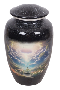 Urna Funeraria Americana Clásica de Alta Calidad con Imagen de Ascenso al Cielo para Cenizas Humanas de Adultos - Product Image 1