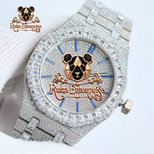 Moissanite <b>Set</b> <b>Watch</b> Full <b>Set</b> Moissanite Wristwatch Crystal Accent Quartz <b>Watch</b> Detailed Steel <b>Watch</b> Custom Moissani. - Product Image 4
