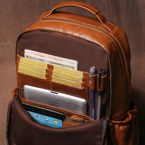 Signature Vintage Leather <b>Backpack</b> <b>Waterproof</b> Anti-Theft Laptop Rucksack Genuine Leather Craft LBP-0435 - Product Image 2