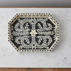Bandeja Móvil con Incrustaciones de Hueso de Diseño Moderno, Decorativa y de Primera Calidad, por Tradebyd - Product Image 3