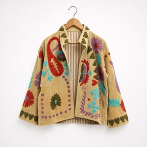 New Favourite Cotton <b>Velvet</b> Suzani Jacket Handmade Embroidered Boho Kimono <b>Coat</b> For <b>Women</b> Folk Art Spring Jacket Gift for Her - Product Image 1