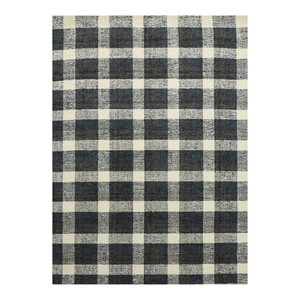 Charcoal <b>and</b> Ivory Plaid Hand Tufted Wool <b>Rug</b> with Cotton Backing Low Pile for Living Room <b>and</b> Bedroom - Product Image 2