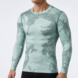 Vêtements de sport pour hommes à prix de gros, manches longues, impression par sublimation personnalisée, rashguard MMA, surf, t-shirt de compression unisexe - Product Image 3