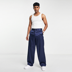 Men Wholesale Satin Pants Regular Fit Midweight 100% Silk Fabric Windproof Breathable Eco-Friendly <b>Drawstring</b> Closure <b>Trousers</b> - Product Image 1
