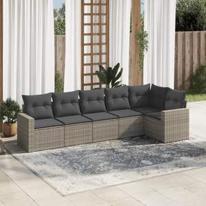 Conjunto de Sofás de Jardín de Ratán para 6 Personas, Muebles de Exterior Resistentes a la Intemperie, Diseño Contemporáneo - Product Image 3