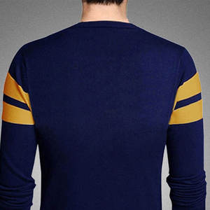 Suéter de Punto con Cuello Redondo para Hombre, Diseño a Rayas con Bloques de Color, Corte Regular, Ropa Casual de Otoño - Product Image 2