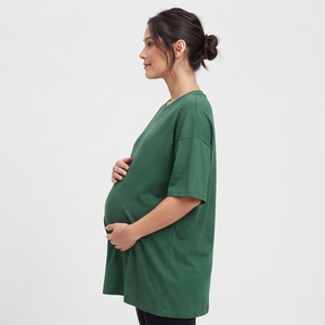 Camisetas de Maternidad para Mujer, 100% Algodón, Camiseta Larga de Maternidad, Camiseta de Lactancia para Mujer, Verano - Product Image 3
