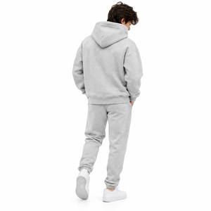 Sweat à capuche surdimensionné pour homme en molleton chiné avec cordon de serrage, capuche croisée, épaules tombantes, poche kangourou et poignets côtelés - Product Image 4
