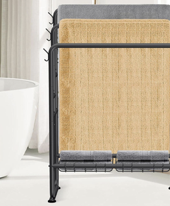 Freestanding Workshop Steel Towel Rack Floor Standing <b>Clothes</b> Drying Stand Three-Layer Adjustable Mesh <b>Shelf</b> Tool Storage - Product Image 3