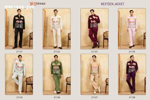 Colección de Conjuntos de Chaqueta de Manga Larga y Pantalón sin Coser de Terciopelo/Seda Khadi con Bordado de Cadena, a la Moda, de Proveedor de Surat - Product Image 6