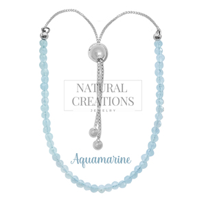 Premium 925 silver bangles Aquamarine beaded bolo <b>bracelet</b> Soft flex wire box chain gift - Product Image 3