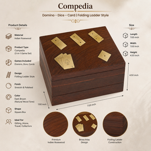 Boîte de jeu d'échelle pliante artisanale en bois de rose indien |   Étui de rangement de luxe pour dominos, dés et cartes – Collection de jeux de table, cadeau idéal - Product Image 5