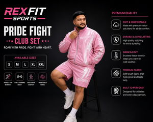 REXFIT SPORTS 2026 Custom <b>Men</b>’s Pink Sportswear Set Full <b>Zip</b> Jacket & <b>Shorts</b> Lightweight Gym Training Running Casual Outfit - Product Image 1