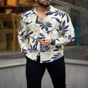2024 otoño nueva camisa de manga larga estampada a la moda para hombre camisa de solapa con degradado geométrico - Product Image 2