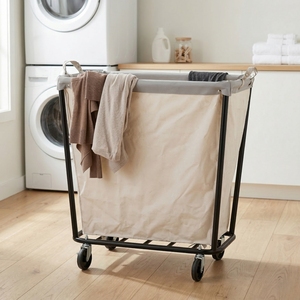 Modern <b>Canvas</b> Laundry Cart with Wheels Large Capacity Household Use Home storage - Product Image 1