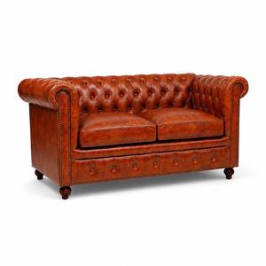 Sofá Chesterfield de Cuero Genuino Premium, Tapizado con Botones, 3 Plazas, Sofá Cuadrado de Lujo para Villa - Product Image 4