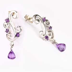 Handmade African Amethyst Engagement Wedding <b>Earrings</b> 925 Sterling Silver Round & Drop Cut <b>Fine</b> Jewelry Wholesale Export India - Product Image 3