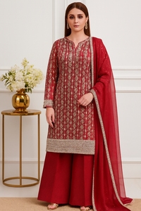 Robe traditionnelle élégante pour femmes, en soie Farshi, Salwar Kameez, avec broderie perlée, pour les occasions de mariage, produit très vendu - Product Image 4