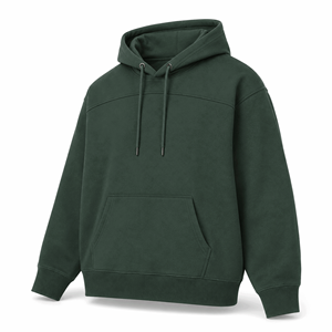 Sweat à capuche personnalisé vert forêt épais pour homme, respirant, avec poches, épaules tombantes, en molleton de coton, style streetwear, OEM ODM - Product Image 3