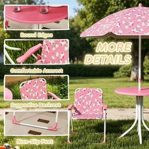 Outdoor Kids' Furniture Set-<b>Foldable</b> <b>Table</b> with Chairs for Playtime in the <b>Garden</b> or Park - Product Image 4