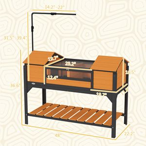 Terrario Doppio Principale Giallo per Tartarughe con Coperchio Apribile, Portalampada Regolabile, Ripiano Portaoggetti - Forniture per Rettili e Anfibi - Product Image 2