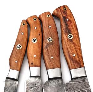 Couteaux de chef en acier Damas faits à la main, 4 pièces, avec manche personnalisé, bord dentelé tranchant, multi-usages, écologiques - Product Image 4