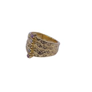Gemvanity 14K Gold Plated 925 <b>Silver</b> Multi Tourmaline Natural Round Stone Trendy Fashion <b>Ring</b> for Women & <b>Men</b> Party Wear - Product Image 1