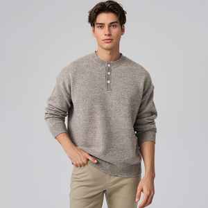 Men's Classic <b>Henley</b> Knit Sweater <b>Long</b> <b>Sleeve</b> Button Neck Pullover Soft Warm Casual Winter Apparel Custom Wholesale Supplier - Product Image 3
