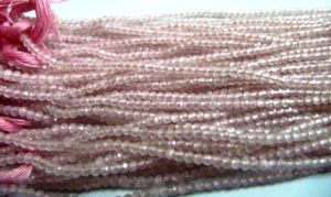Cuentas de Cuarzo Rosa Natural de 2mm, Hilo de 13 pulgadas de largo, Cuentas Microfacetadas - Product Image 4
