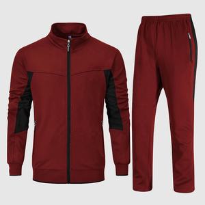 Survêtements de jogging athlétiques décontractés pour hommes 2 pièces Full Zip Sweatsuit Solid Pattern Warm-Up Sweats pour le printemps - Product Image 1