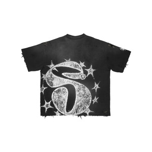 <b>Men's</b> Regular Fit <b>Black</b> T-Shirt Short Sleeve <b>Turtleneck</b> Front Screen Printed Letter S Design Formal 100% Cotton - Product Image 6