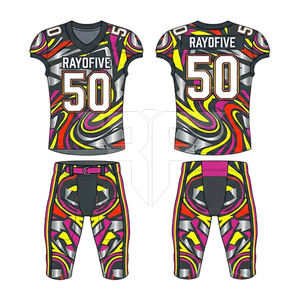 Conjunto de Uniforme de Fútbol Americano de Manga Corta Transpirable Más Popular de Diseño OEM con Accesorios Ligeros - Product Image 4