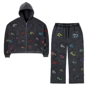 Custom-Made <b>Embroidery</b> Vintage Acid Washed Jogger Pant And Hoodie <b>Set</b> 100% Cotton Regular Fit Activewear Tracksuit <b>Set</b> New - Product Image 4