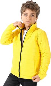 Chaqueta Acolchada Ligera con Capucha para Hombre, Color Amarillo, Cierre de Cremallera, Informal, Cálida, Resistente al Viento, 100% Plumón, Relleno de 200g-250g - Product Image 5