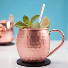 Copper cocktail serving <b>mug</b> set for stylish premium refreshment bars hammered finish metal cups durable reusable serving <b>mugs</b> - Product Image 5