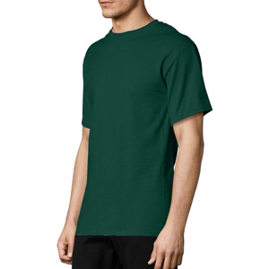 เสื้อยืดผู้ชายสีเขียวล้วน ผ้าฝ้าย คอกลม แขนสั้น ทรงปกติ สไตล์ลำลอง ผ้าเจอร์ซีย์ถัก ดีไซน์เรียบ - Product Image 4