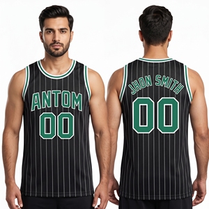 Camiseta de Baloncesto Personalizada con Rayas Negras, Uniforme de Equipo Sublimado, Malla de Secado Rápido, Ropa Deportiva para Hombre, Nombre, Números y Logotipo, Venta al Por Mayor OEM - Product Image 1