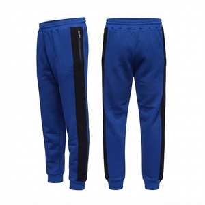 Pantalon de survêtement gris en coton pour garçons avec bandes latérales noires, taille élastique, décontracté, longueur intégrale, pour l'automne - Product Image 6
