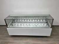 Vitrine de présentation de crème glacée et de gelato CE 304SS à angle droit, grande capacité, avec film chauffant électrique à air forcé et dégivrage intégré