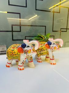 Handcrafted Marble <b>Elephant</b> Pair For Home <b>Decoration</b> Statues Animal Theme Wholesale Best Price Available - Product Image 3