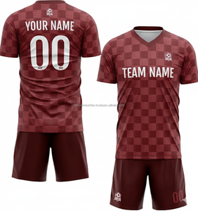Maillot de football unisexe de haute qualité à manches courtes et col en V, ensembles d'uniformes de football, service OEM, 100% polyester, 320g, respirant, faible MOQ - Product Image 5