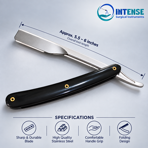 มีดโกนหนวดคุณภาพสูงแบบคลาสสิกสีดำพับได้ สำหรับโกนหนวดเครา - Product Image 5