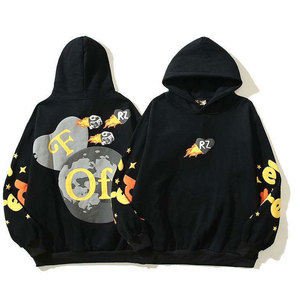 Sudadera con Capucha Negra Extra Grande con Estampado del Logotipo RZ y Patrones Coloridos en las Mangas, Unisex, Informal, para Otoño - Product Image 5