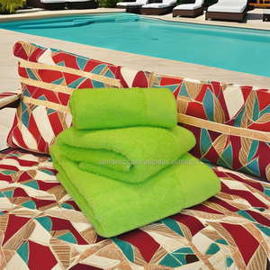 ผ้าขนหนูชายหาดสีทึบสีเขียวผ้าเช็ดตัวชายหาดผ้าฝ้าย100% - Product Image 1