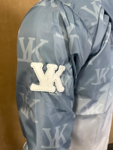 Blouson bomber à capuche pour homme, motif lettres bleues, coupe fine, coupe-vent zippé avec logo frontal, vêtement d'extérieur décontracté - Product Image 2