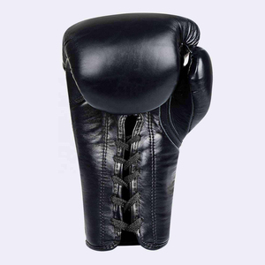 Gants de boxe MMA à lacets en cuir noir, antidérapants, respirants et imperméables, prix usine - Product Image 5
